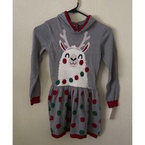 New Well Worn Reindeer Llama Christmas Holiday Sweater Dress - Girls Size 6/6X
